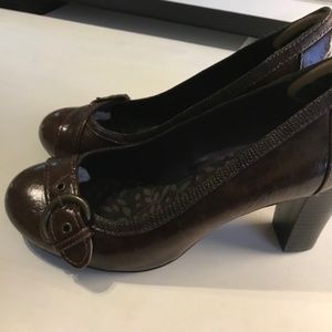 Brown Buckle Heels